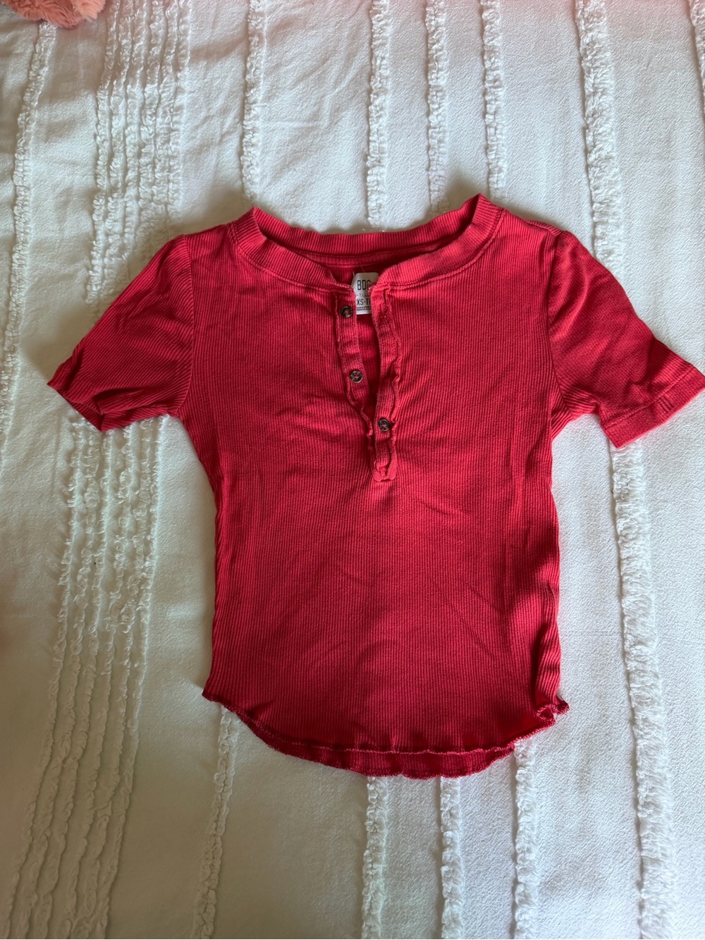 Urban Outfitters Red Ribbed Henley Tee